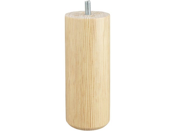 Lot de 4 pieds meuble cylindrique CIME fixes, H.15 cm pin vernis blanc