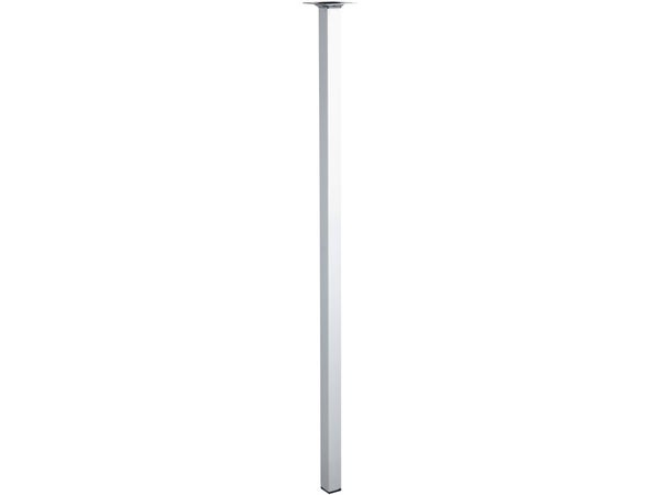 Pied table carré HETTICH fixe, H.80 cm acier chromé gris