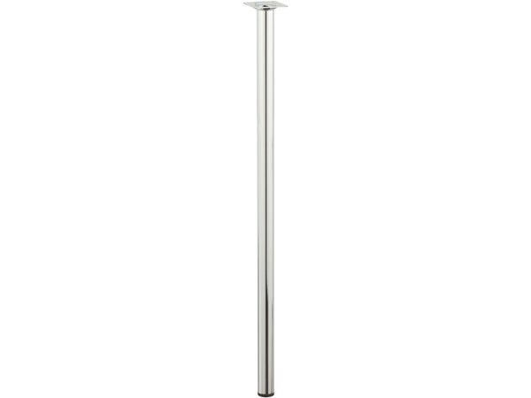 Pied de table basse cylindrique fixe acier chromé gris, 70 cm