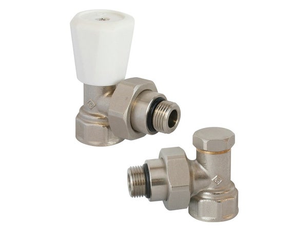 Kit robinet manuel équerre 1/2 mâle / femelle, laiton nickelé ECOPRO