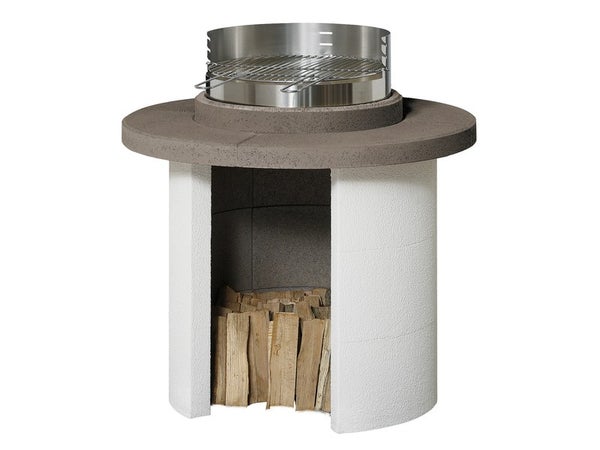 Barbecue en béton beige et gris Mercurio, l.102 x L.102 x H.103 cm
