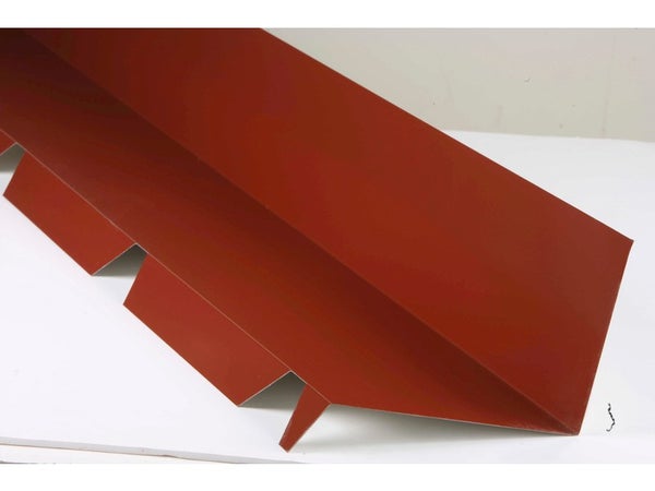 Faîtière sur mur pour plaque nervurée 63/100 rouge ral 8012, L.2.1 m