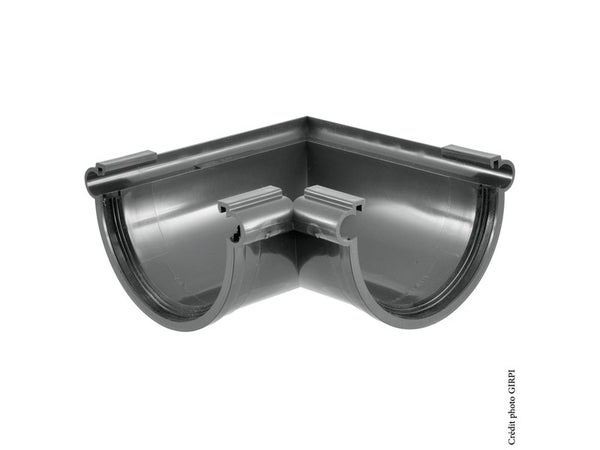 Angle mixte à joint pour gouttière demi-ronde développé 25 Tdl80a PVC