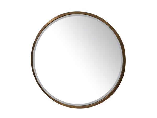 Miroir rond biseau doré, diam. 80 cm