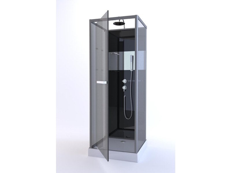 Cabine de douche d'angle industrielle L.120 x l.90 cm noir, Artelo