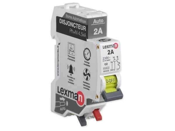 Disjoncteur phase + neutre LEXMAN 2 A