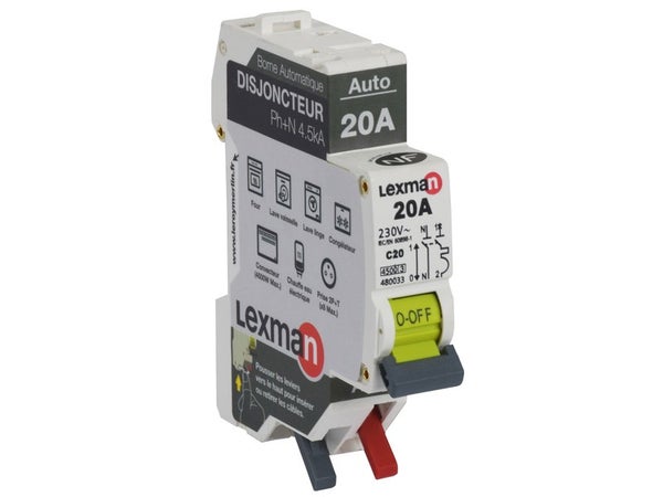 Disjoncteur automatique phase + neutre LEXMAN 20 A