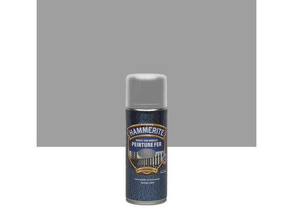 Peinture fer Aérosol direct sur rouille HAMMERITE gris argent martelé 0.4 l