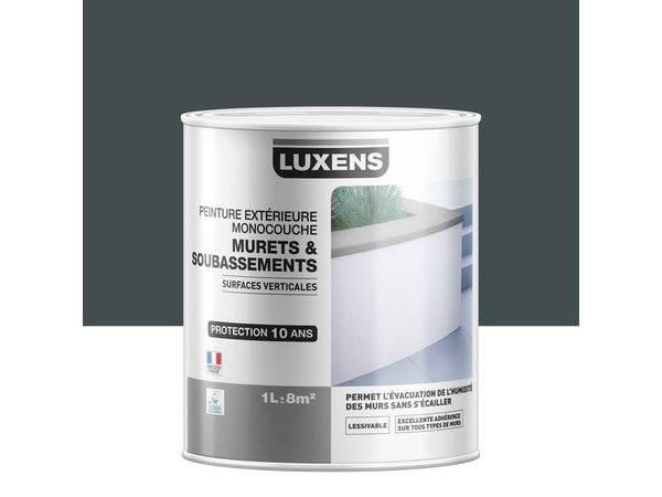 Peinture muret et soubassement Surfaces verticales LUXENS, gris 3 ral 7016, 1 l