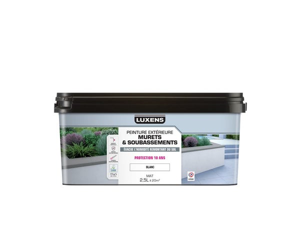 Peinture muret et soubassement Surfaces verticales LUXENS, blanc, 2.5 l