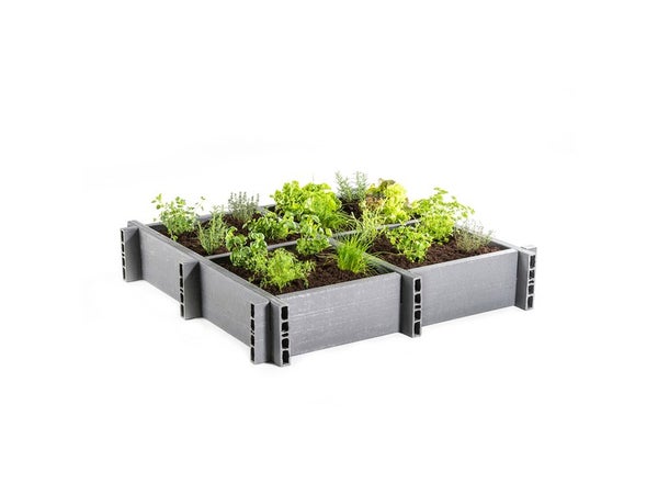 Carré potager ECOLAT gris L.120 x l.120 x H.22 cm