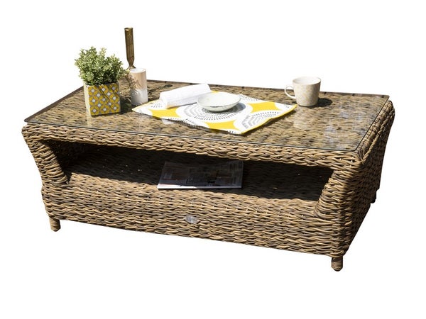 Salon bas de jardin resine tressee naturel Havana DCB GARDEN, 5 personnes