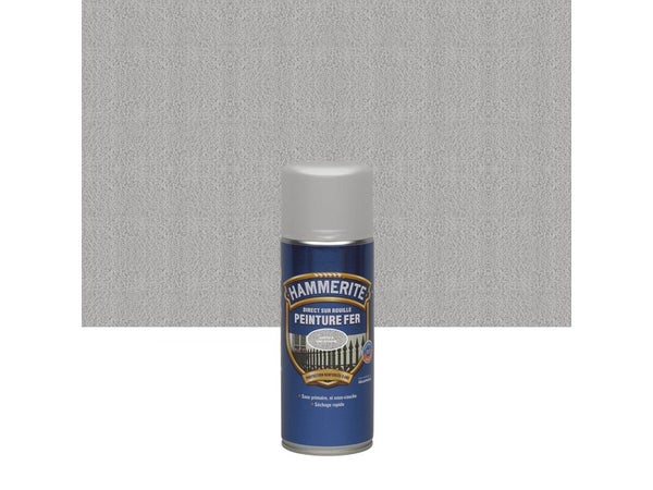 Peinture fer Aérosol direct sur rouille HAMMERITE gris ardoise martelé 0.4 l