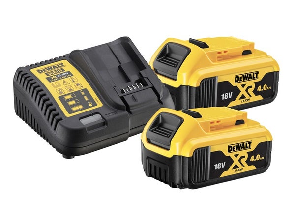 Lot de 2 batteries et 1 chargeur DEWALT, 18 V, 4 Ah Dcb1102mdr-qw