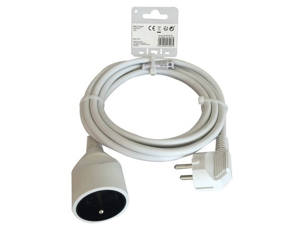 Rallonge électrique ménager avec terre H05VVF, blanc, 3m, Lexman