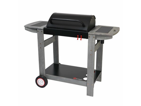 Barbecue au charbon de bois SOMAGIC Indiana, chariot bois, cuve noire
