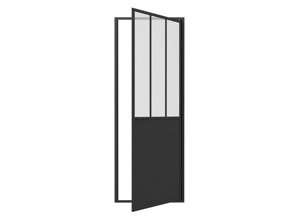 Porte de douche pivotant transparent, noire, 80 cm, Artelo