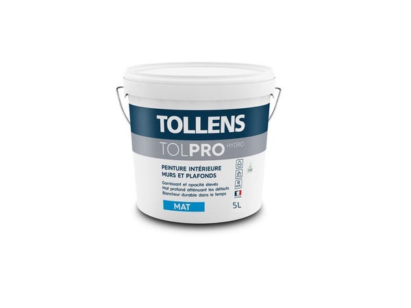 Peinture mur / plafond TOLLENS Tolpro hydro blanc mat, 5 l