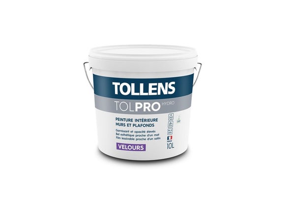 Peinture mur / plafond TOLLENS Tolpro hydro blanc velours, 10 l