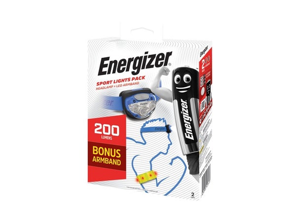 Pack lampe frontale 200 LUM+ brassard, ENERGIZER