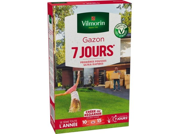Gazon 7 jours, VILMORIN, 250 g 10 m² ou 15 m²