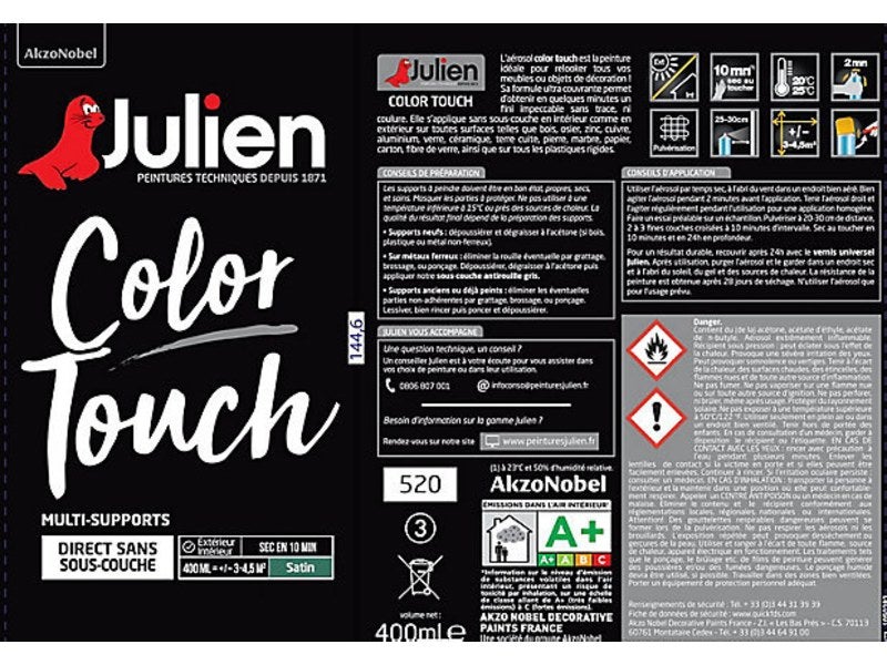 Bombe de peinture Color touch effet pailleté DULUX VALENTINE argent 400 ml