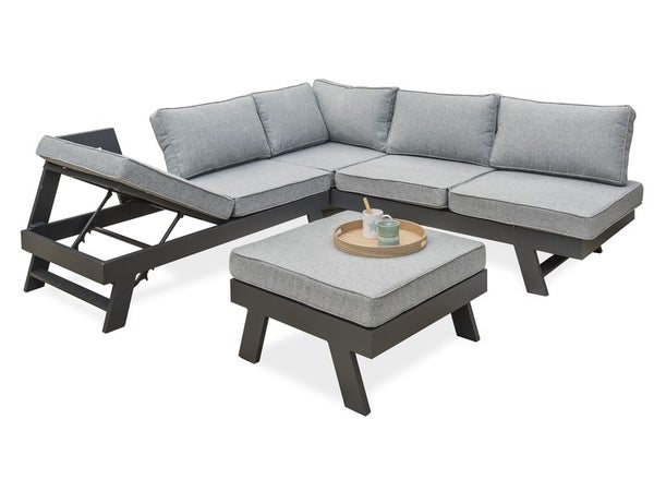 Salon bas de jardin aluminium gris anthracite Newyork DCB GARDEN, 5 personnes