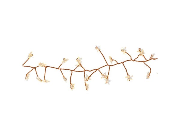 Guirlande lumineuse int boa avec etoiles 160 led blanc chaud a piles cable cuivre 2m