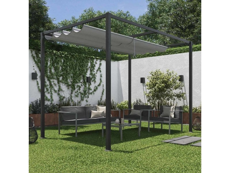 Pergola autoportante NATERIAL Horali acier gris anthracite, 5.91 m²