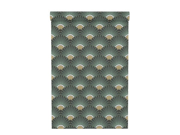 Papier peint vinyle sur intissé Palmettes art deco vert