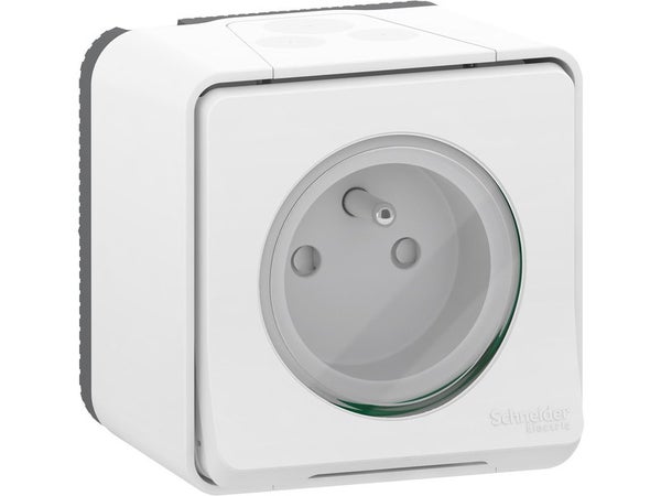 Prise avec terre etanche Mureva styl SCHNEIDER ELECTRIC, blanc