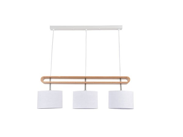 Suspension ITTO 3xE27 60W bois et abat jour lin COREP