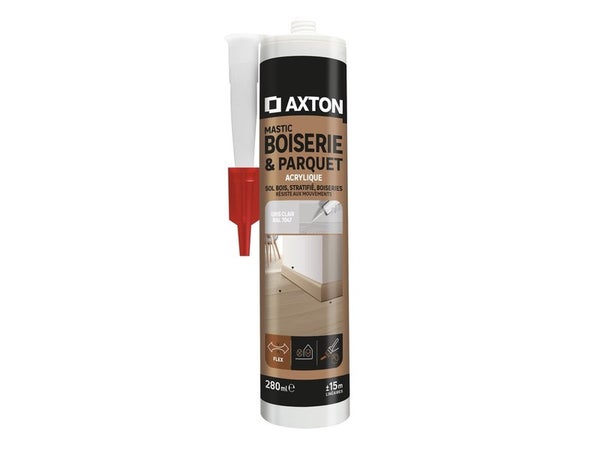 Mastic d'étanchéité boiserie, parquet et plinthe AXTON gris clair 280 ml