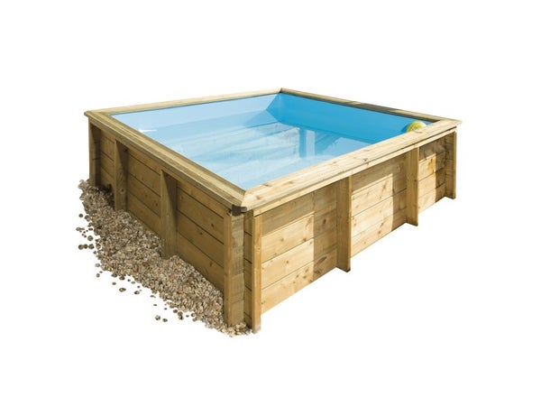 Piscine hors-sol, bois Tropic junior BWT MYPOOL, rectangulaire x L.2.26 x l.2.26
