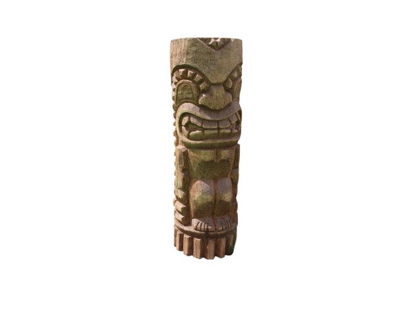 Totem bois de cocotier marron Tiki aro, H.100 cm