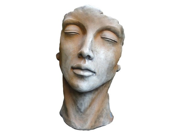 Visage pierre 1/2 rouille Femme, H.115 cm