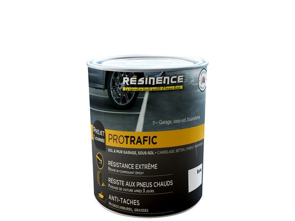 Peinture sol Protrafic RESINENCE, blanc satiné, 2 l