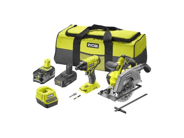 Visseuse à choc + scie circulaire RYOBI ONE+ R18CSPID2-252S, 2 batteries, 18 V