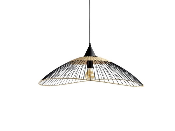 Suspension 1x e27 rotin noir / naturel SEYNAVE Kasteli D.65 cm