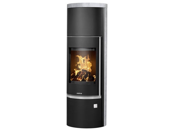 Poêle à bûche JUSTUS Faro w+ 2.0 porte fonte gris / noir, 7 kW