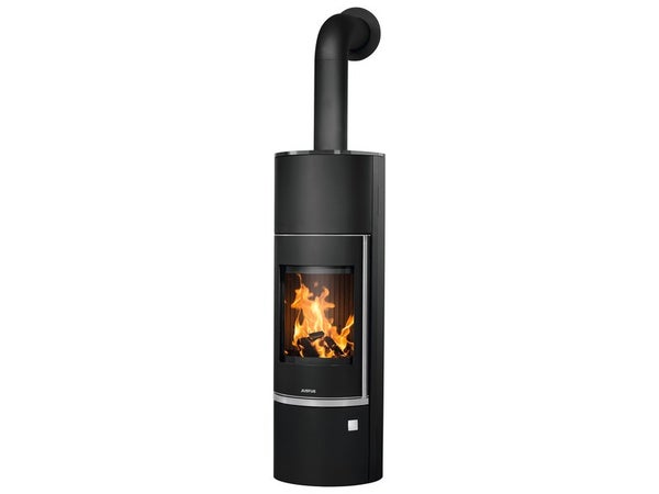 Poêle à bûche JUSTUS Faro aqua 2.0 porte fonte noir, 8 kW