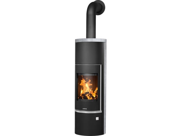 Poêle à bûche JUSTUS Faro aqua 2.0 porte fonte noir / gris, 8 kW