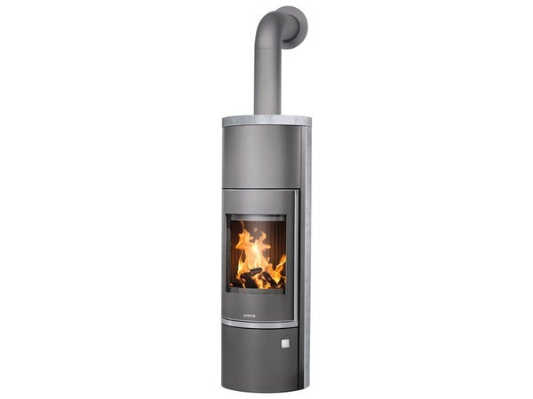 Poêle à bûche JUSTUS Faro aqua 2.0 porte fonte gris, 8 kW