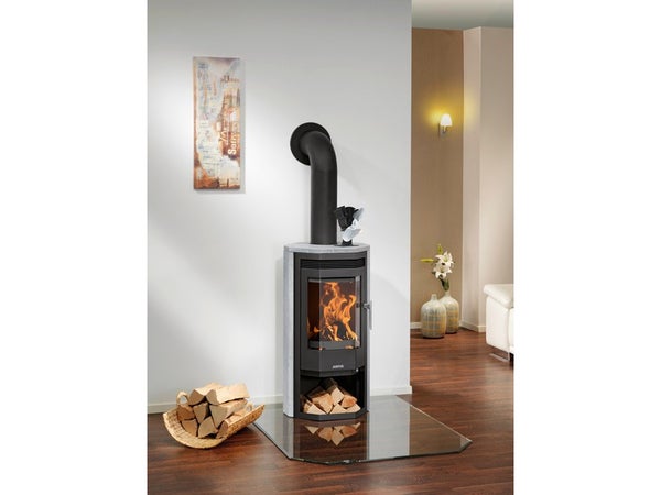 Poêle à bûche JUSTUS Usedom porte fonte gris / noir, 5 kW