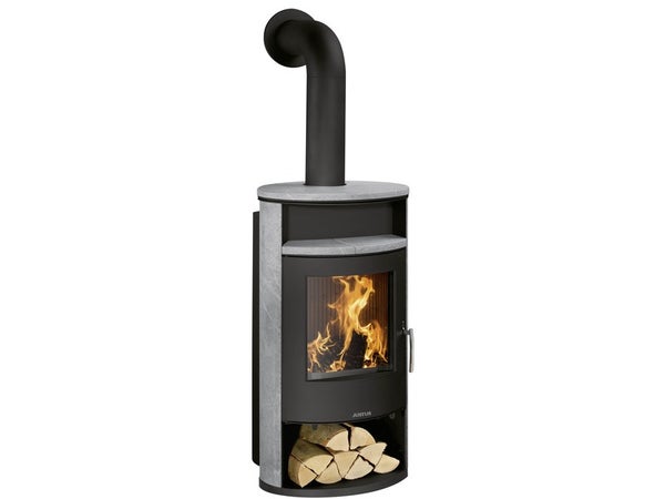Poêle à bûche JUSTUS Island aqua gris / noir, 10 kW