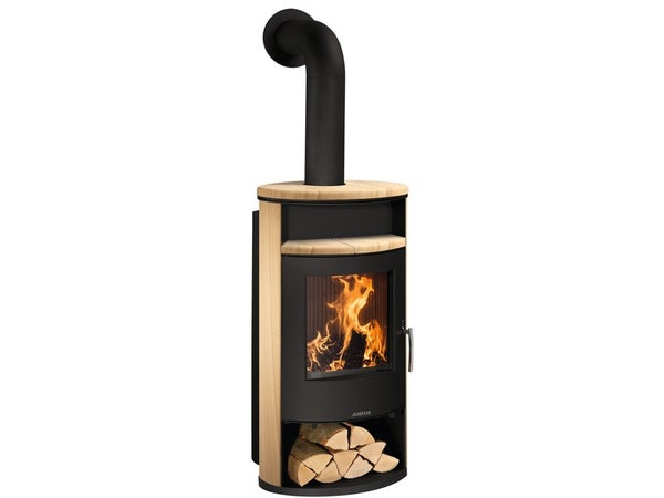 Poêle à bûche JUSTUS Island aqua sable / noir, 10 kW