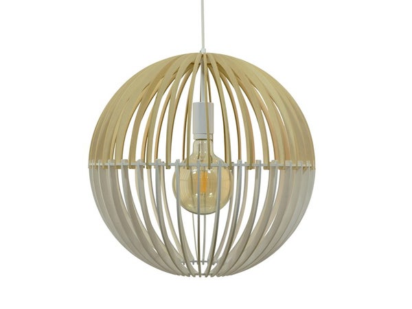 Suspension 1xE27 bois naturel/blanc BOUDET Coblence D.45 cm