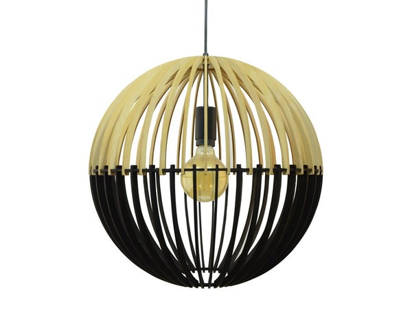 Suspension 1xE27 bois naturel/noir BOUDET Coblence D.45 cm