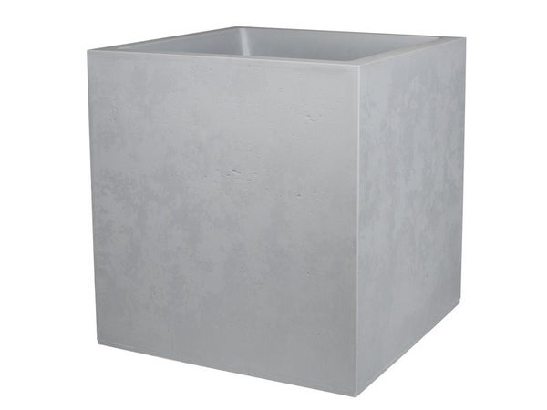 Pot carré polypropylène EDA L.39.5 x l.39.5 x H.43.5 cm gris béton 31L