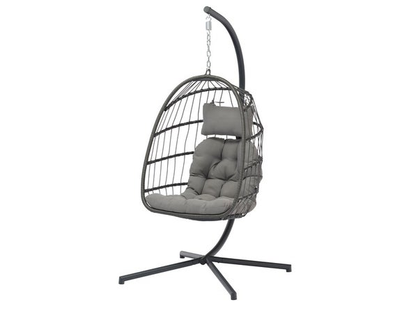 Fauteuil de jardin suspendu en forme d'œuf en acier coloris gris anthracite